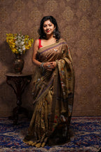 Handwoven Printed Tussar Saree