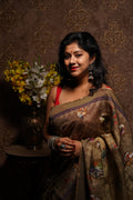 Handwoven Printed Tussar Saree