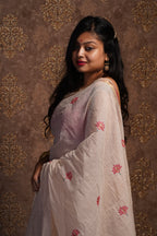 Cotton Saree with Kantha Work - Aankona