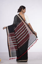 Handwoven Black Cotton Saree