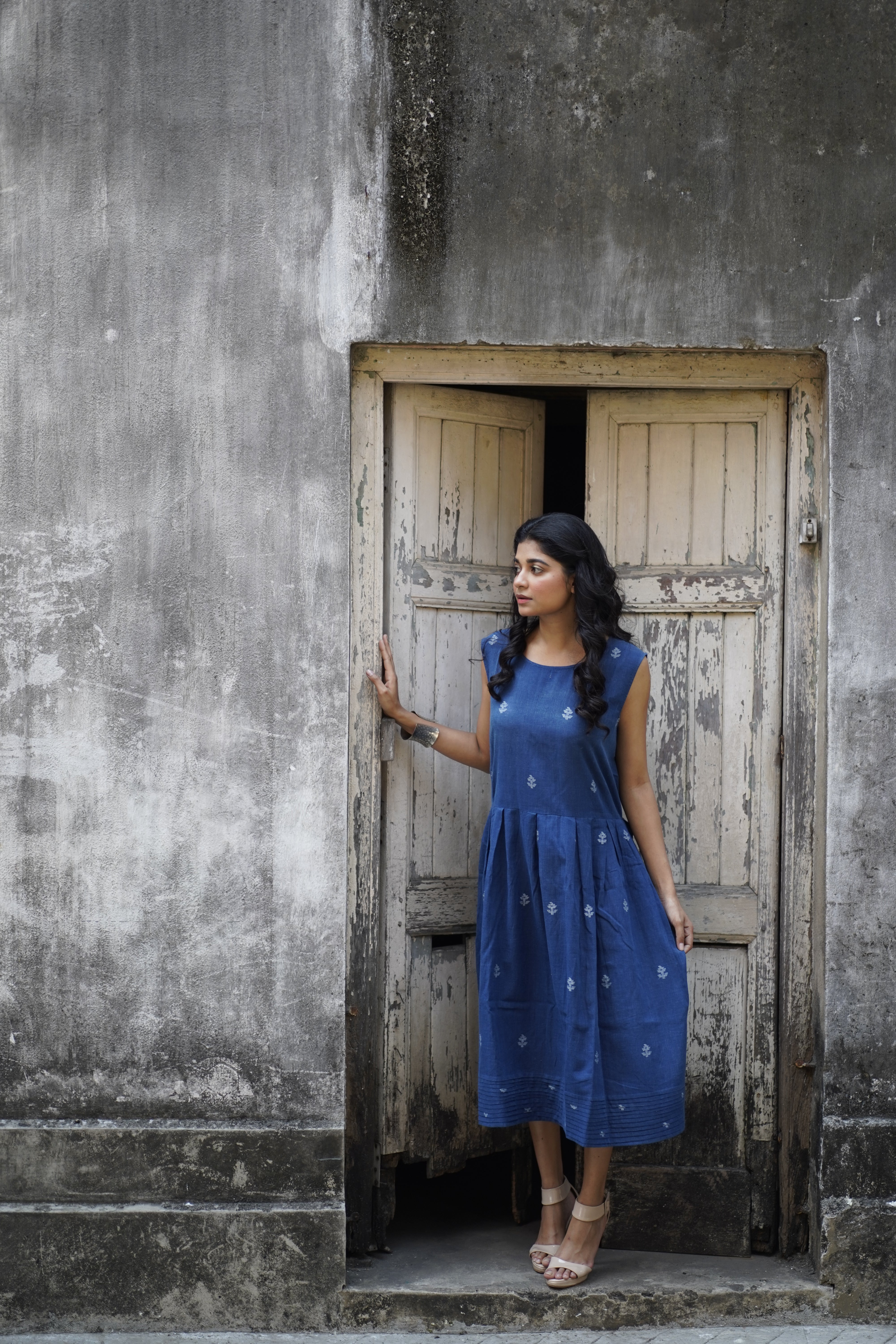 Handwoven Blue jamdani dress