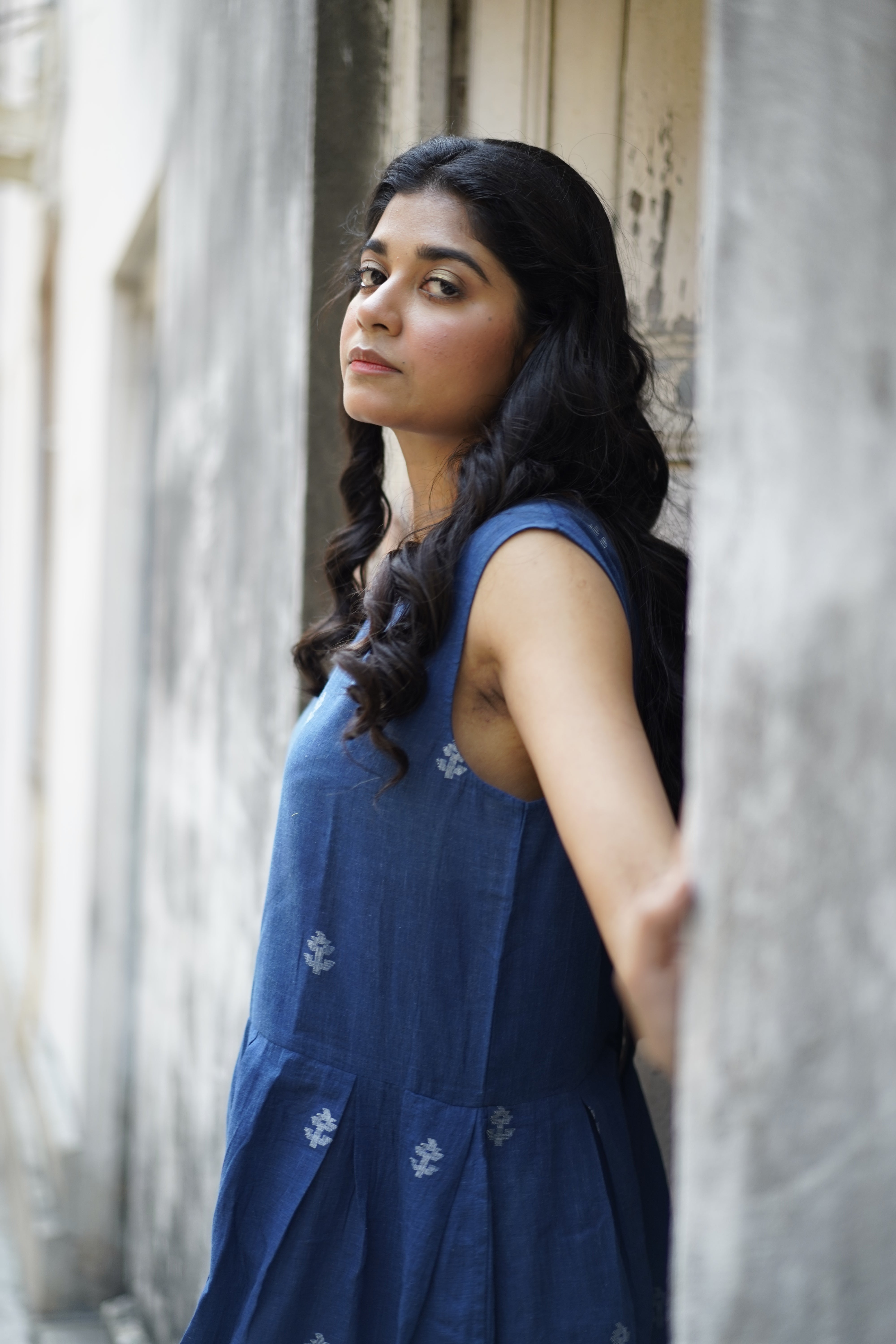 Handwoven Blue jamdani dress