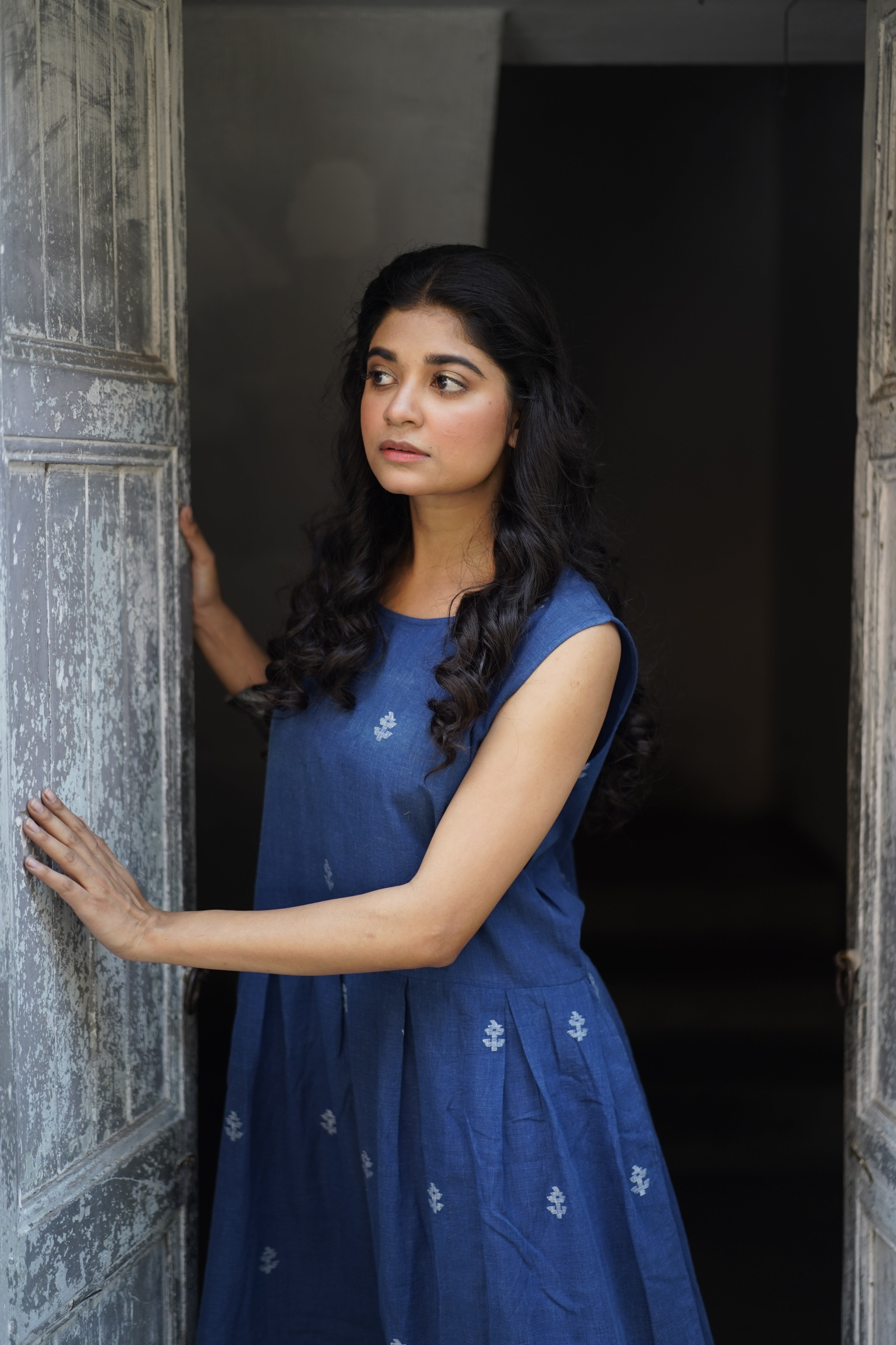 Handwoven Blue Jamdani Dress