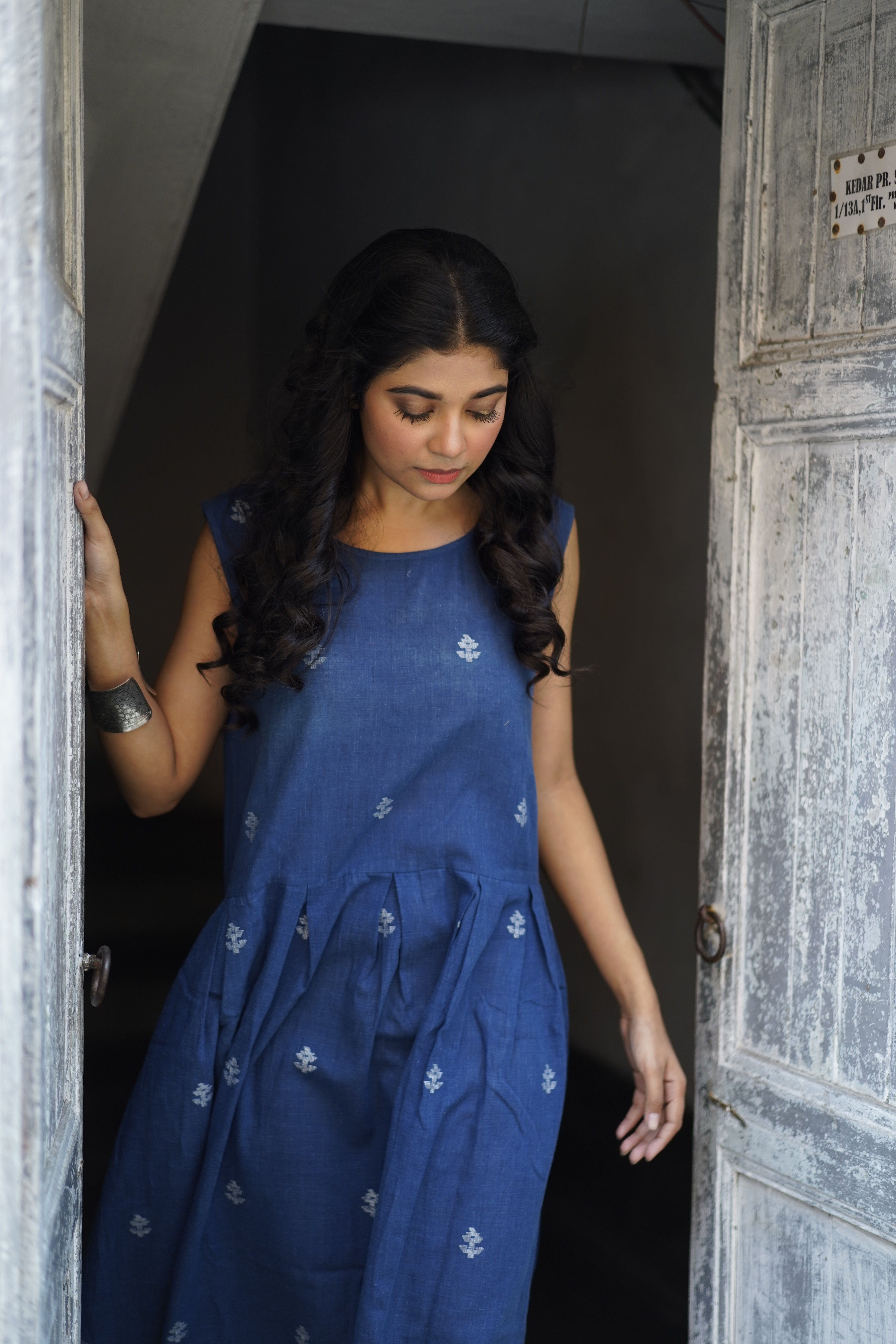 Handwoven Blue Jamdani Dress