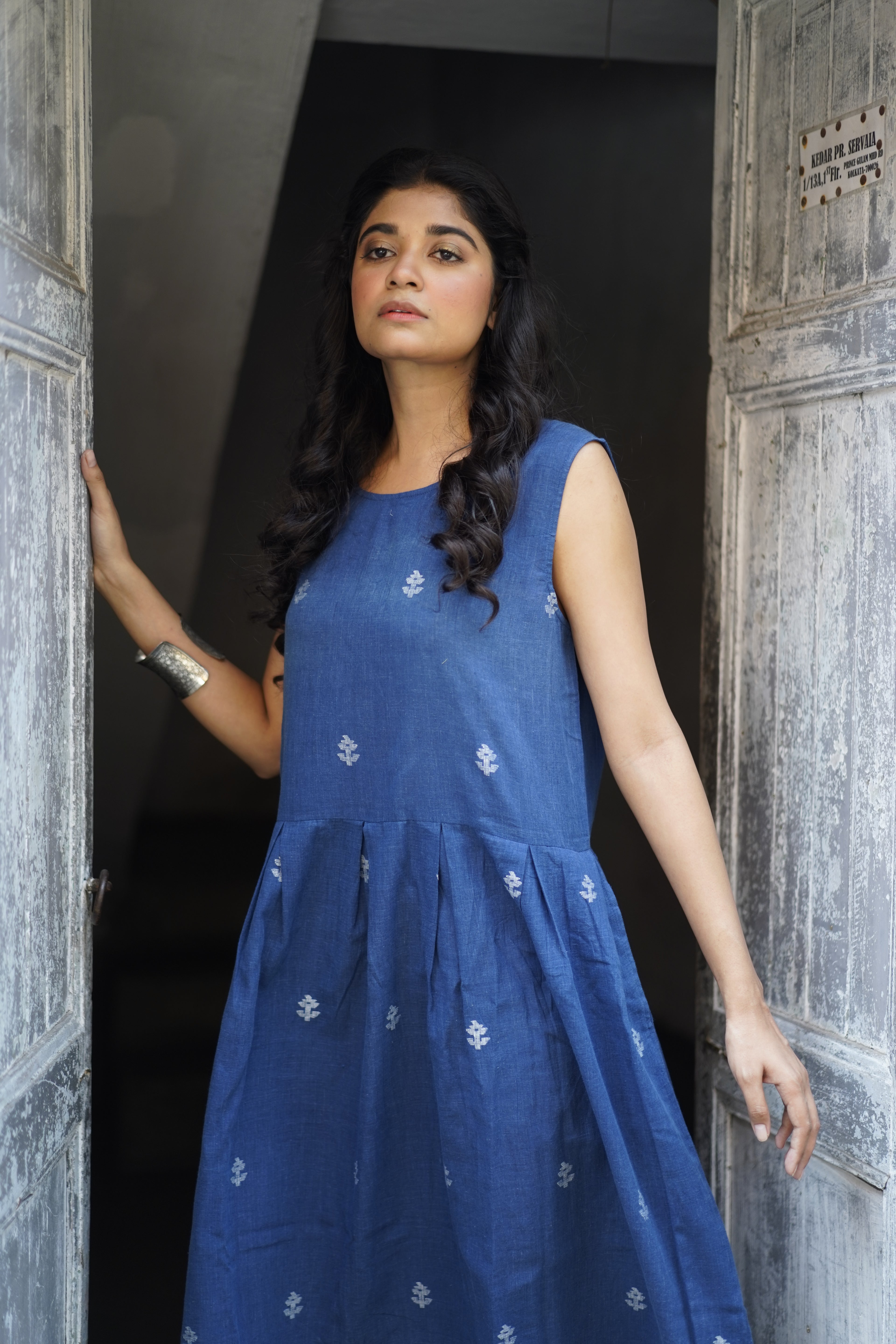 Handwoven Blue Jamdani Dress