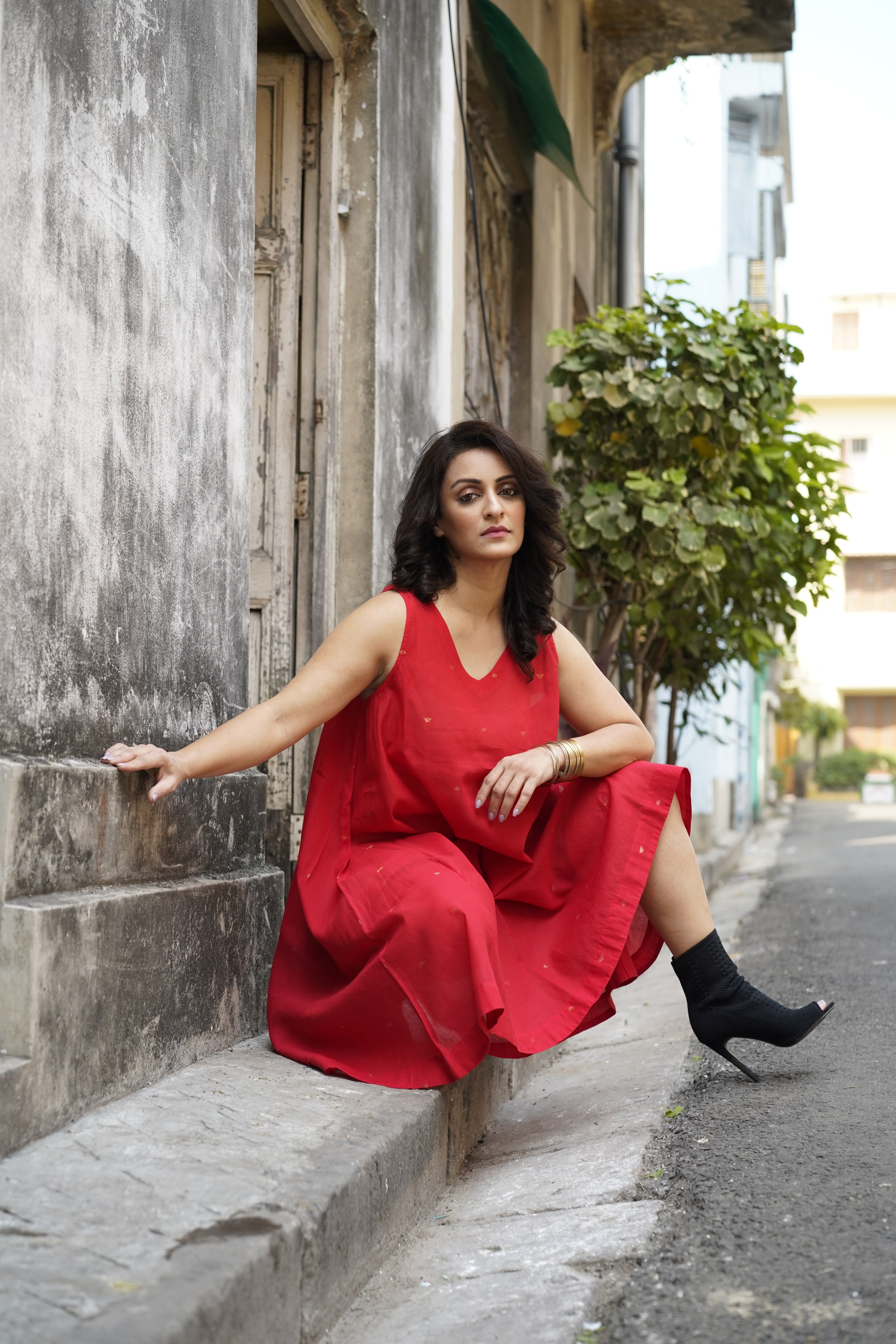 Handwoven Red Jamdani Dress