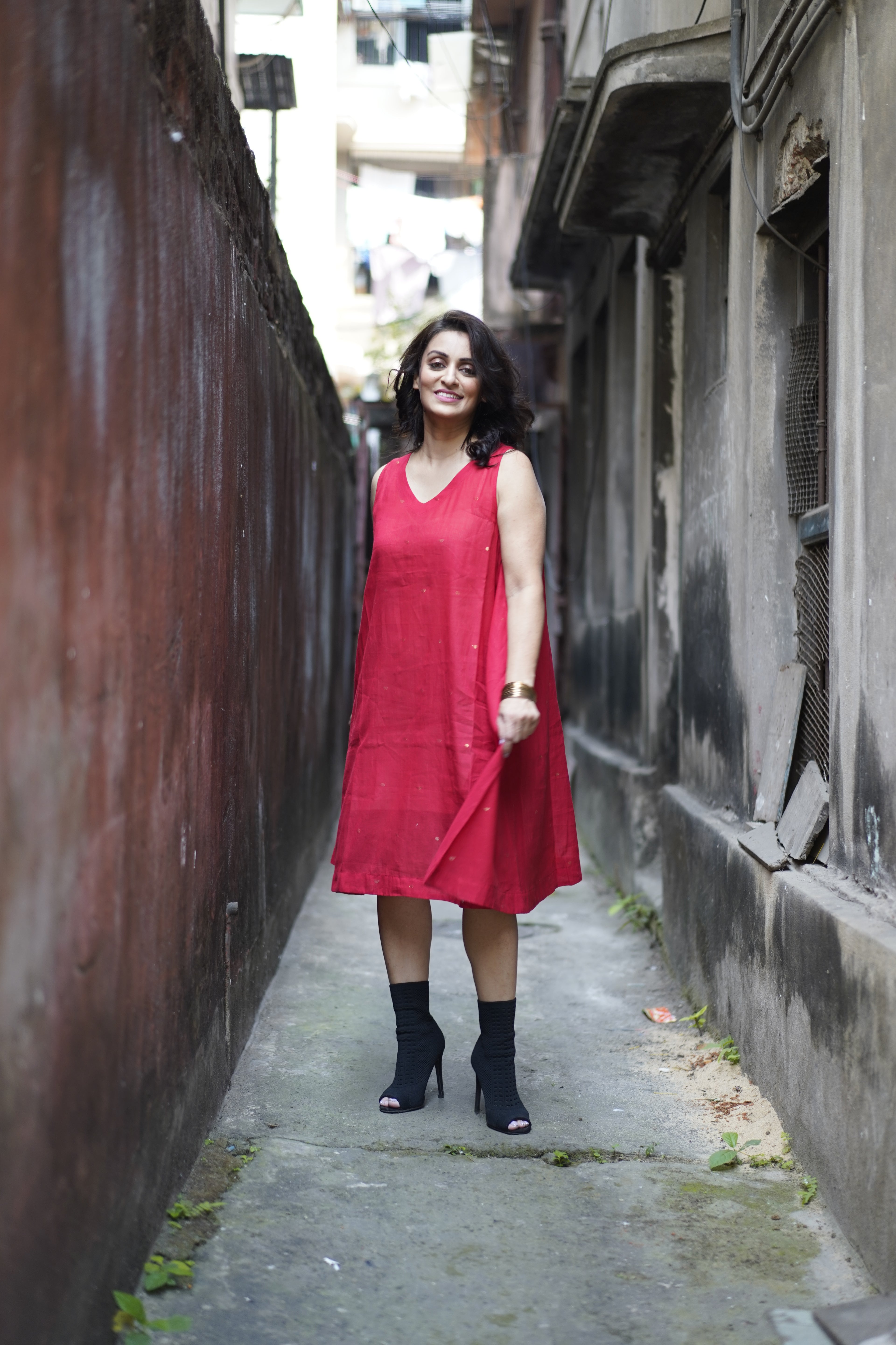 Handwoven Red Jamdani Dress