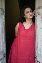 Handwoven Red Jamdani Dress
