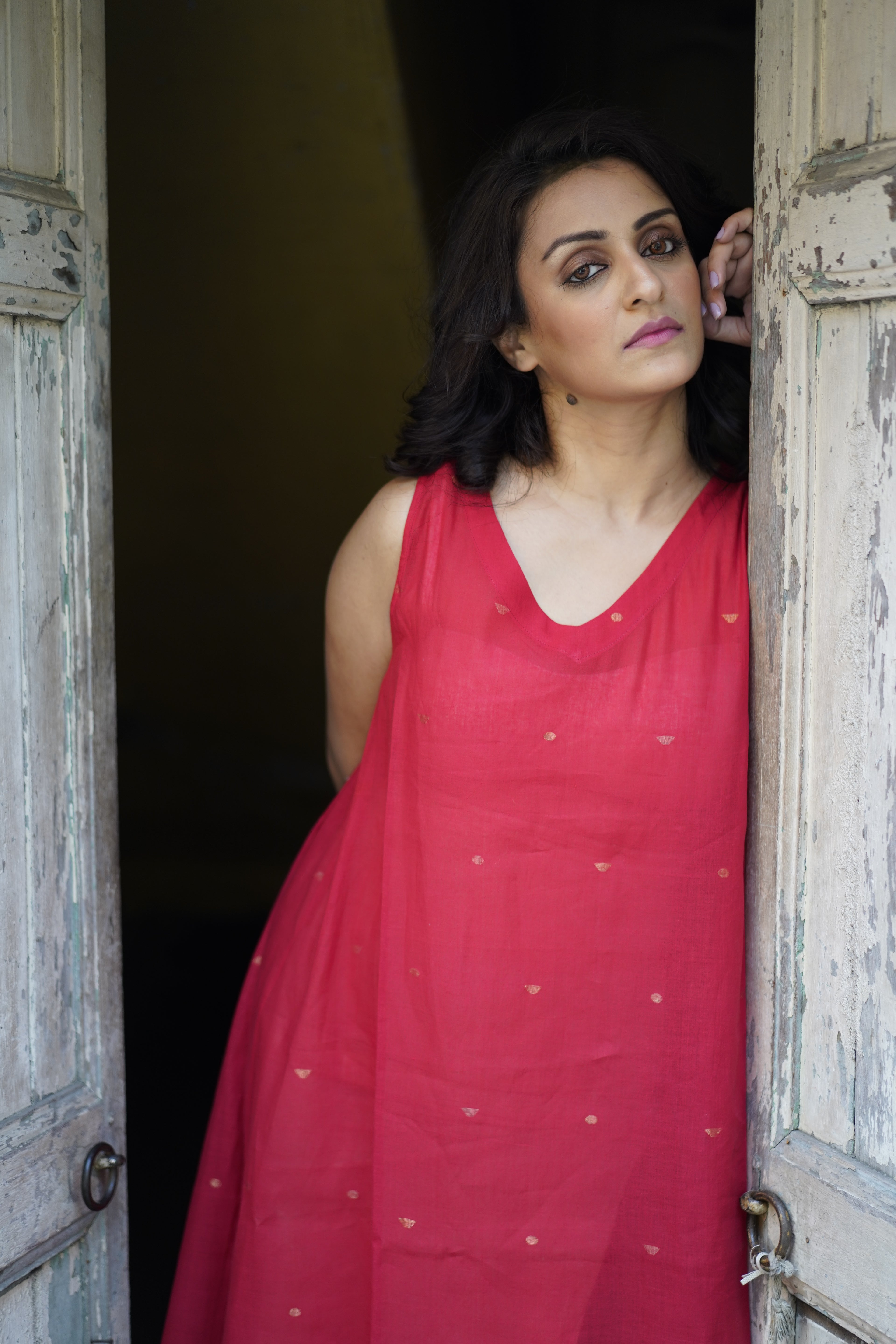 Handwoven Red Jamdani Dress
