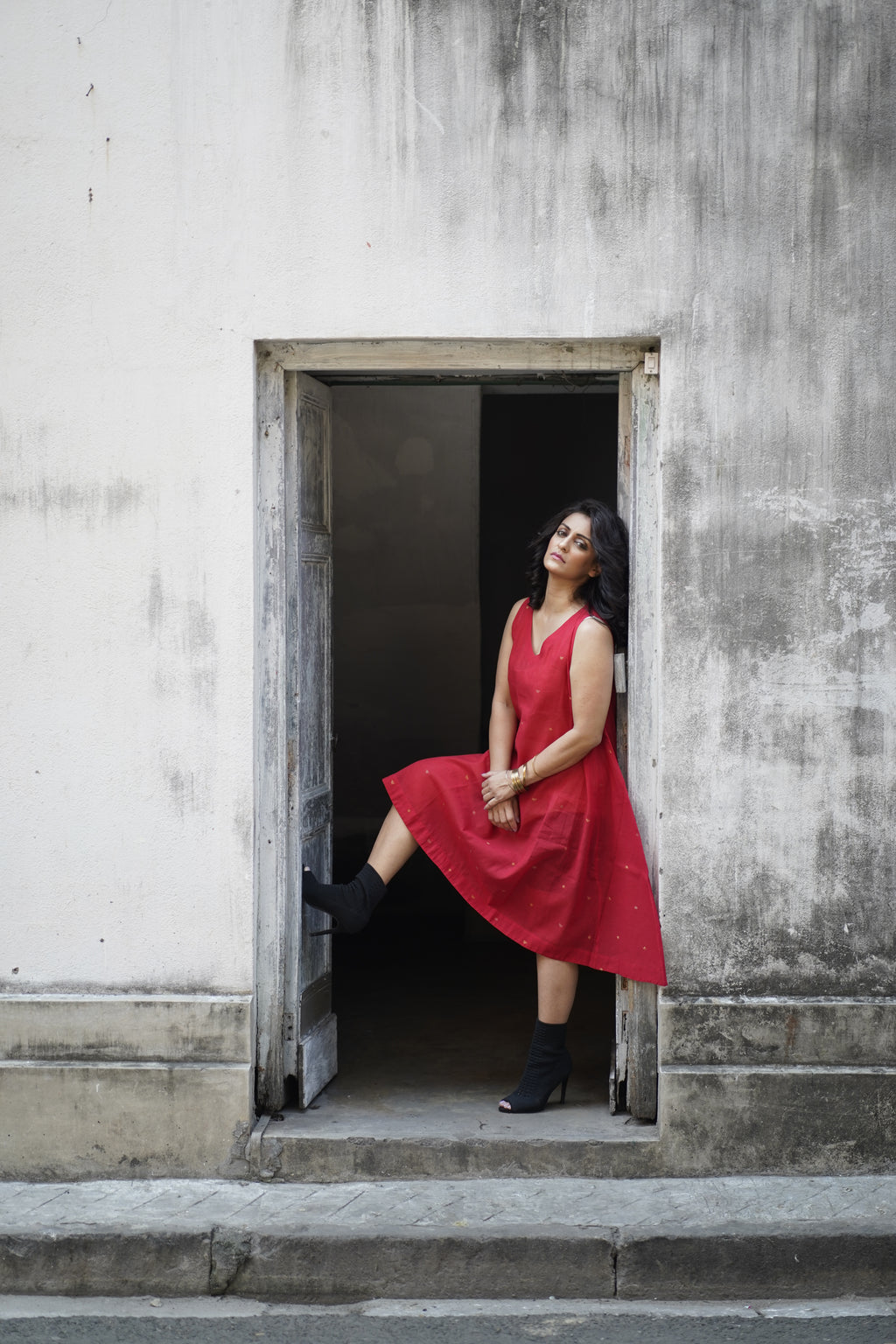Handwoven Red Jamdani Dress