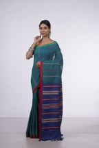 Handwoven Blue Cotton Saree