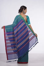 Handwoven Blue Cotton Saree