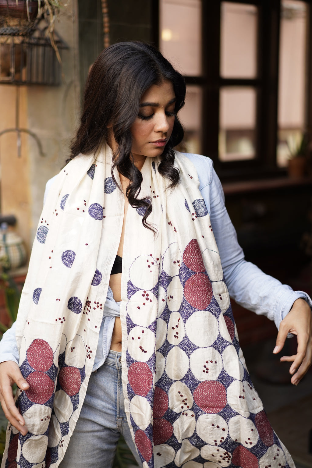 Handwoven Silk Polka Dot Scarf