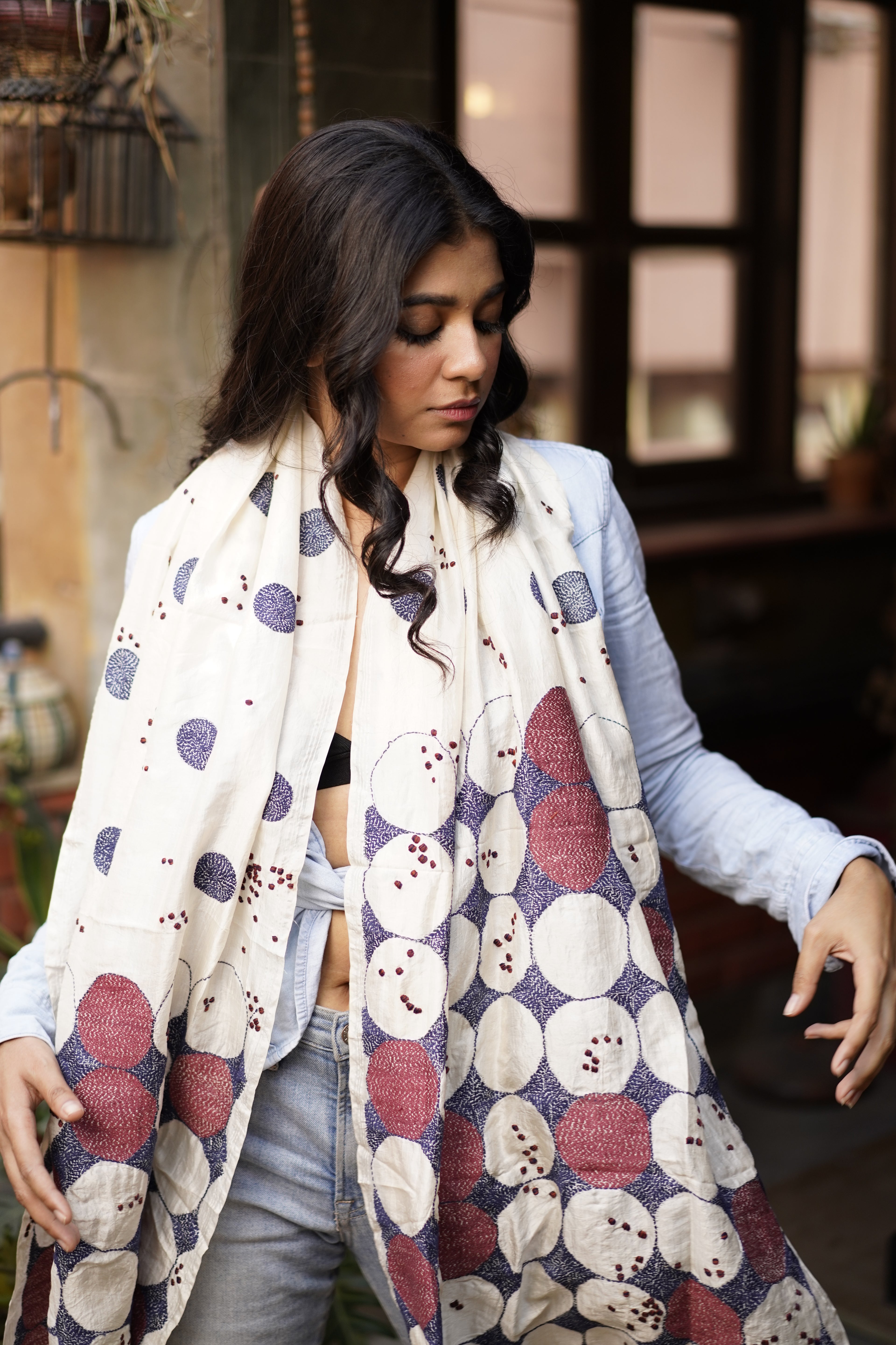 Handwoven Silk Polka Dot Scarf