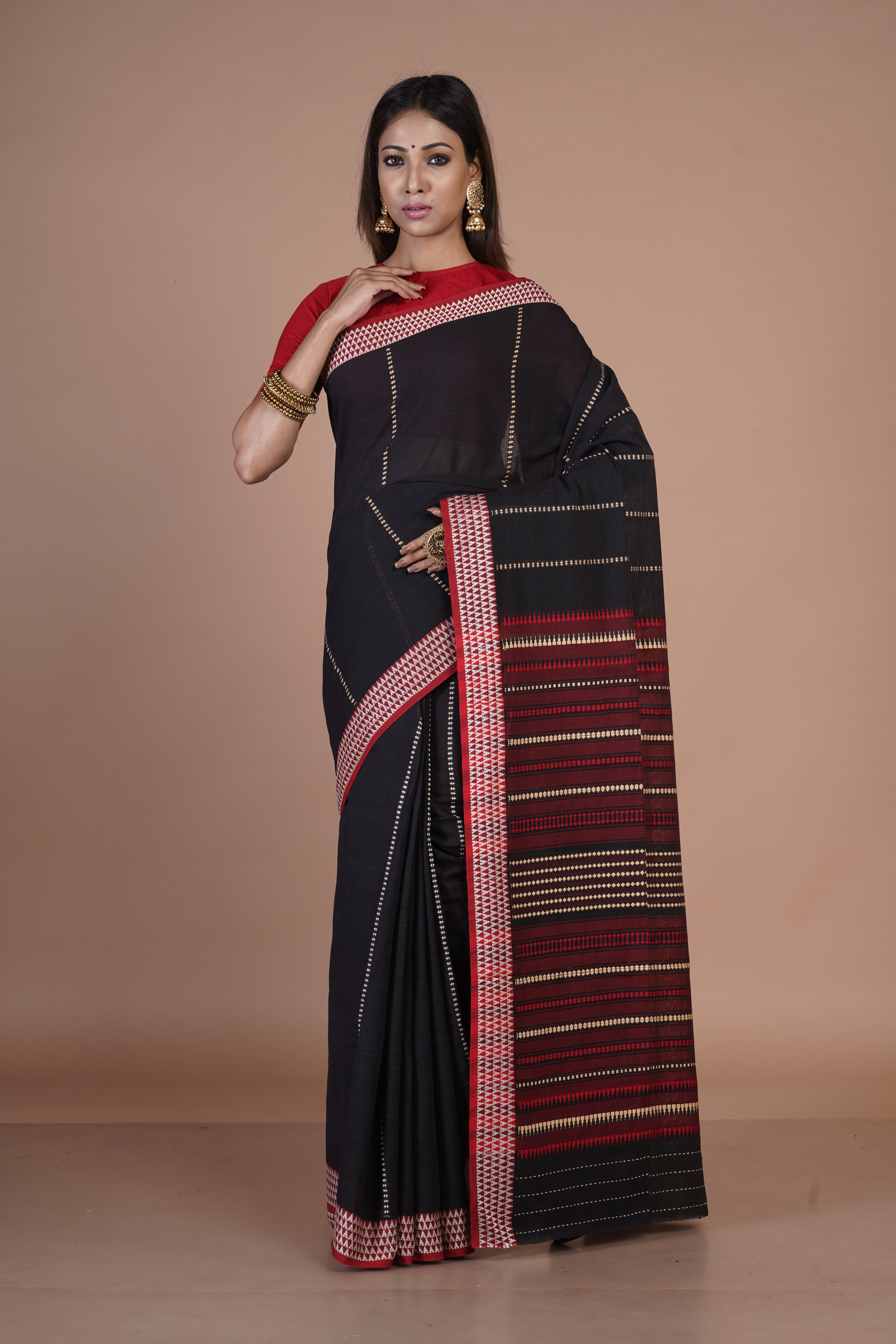 Black Cotton Handloom Saree