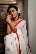 Handwoven White Linen Jamdani Saree