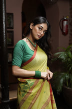Handwoven Yellow Cotton Jamdani Saree