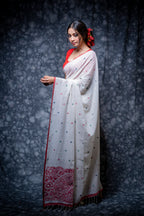 Uma - Handwoven White  Jamdani Saree