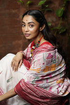 Handwoven Cotton Saree With Multi Color Kantha Work
