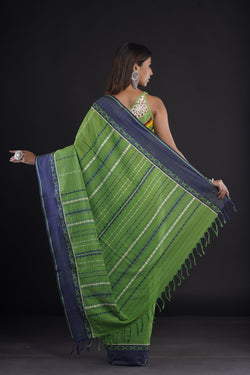 Handwoven Green cotton saree