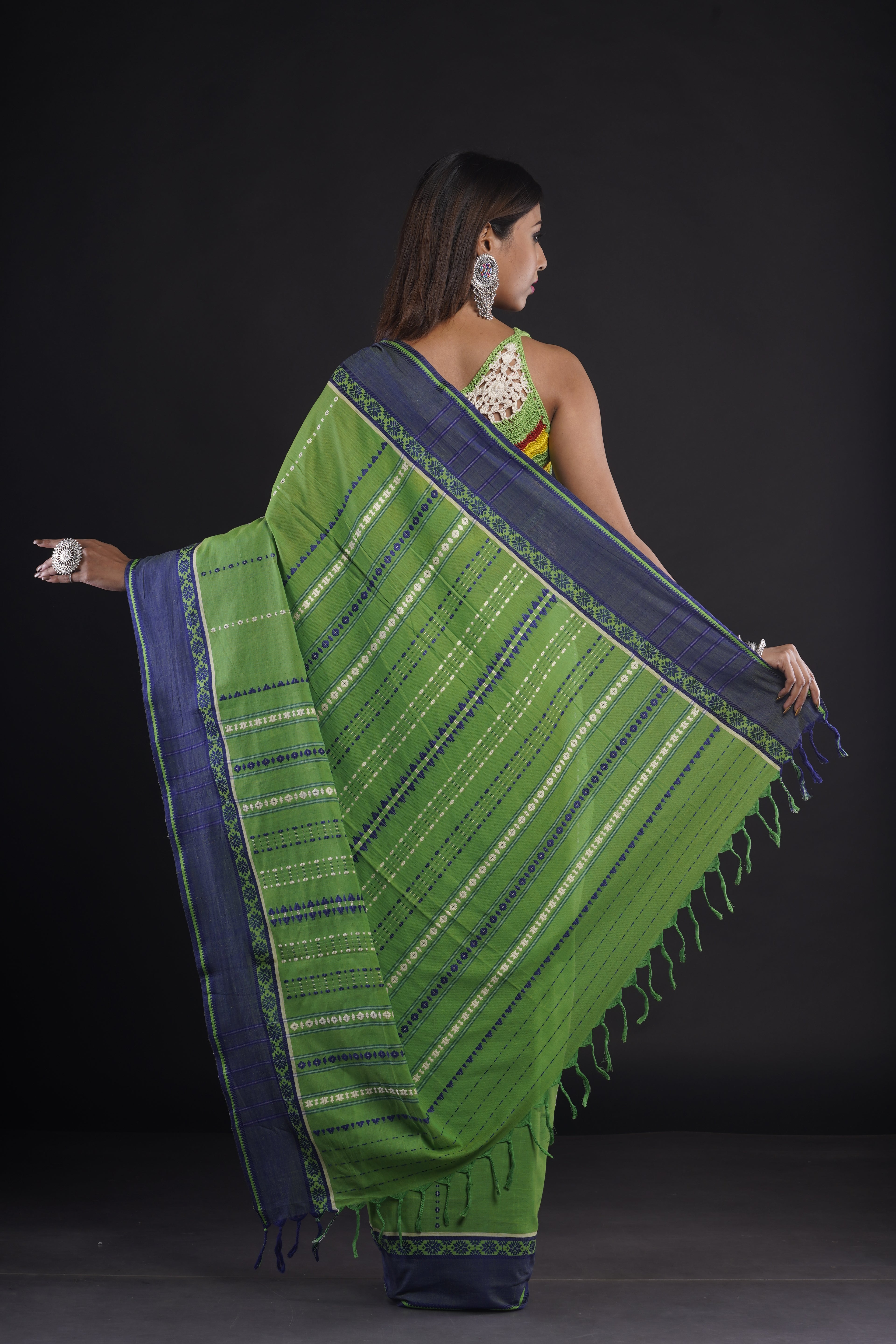 Handwoven Green Cotton Saree