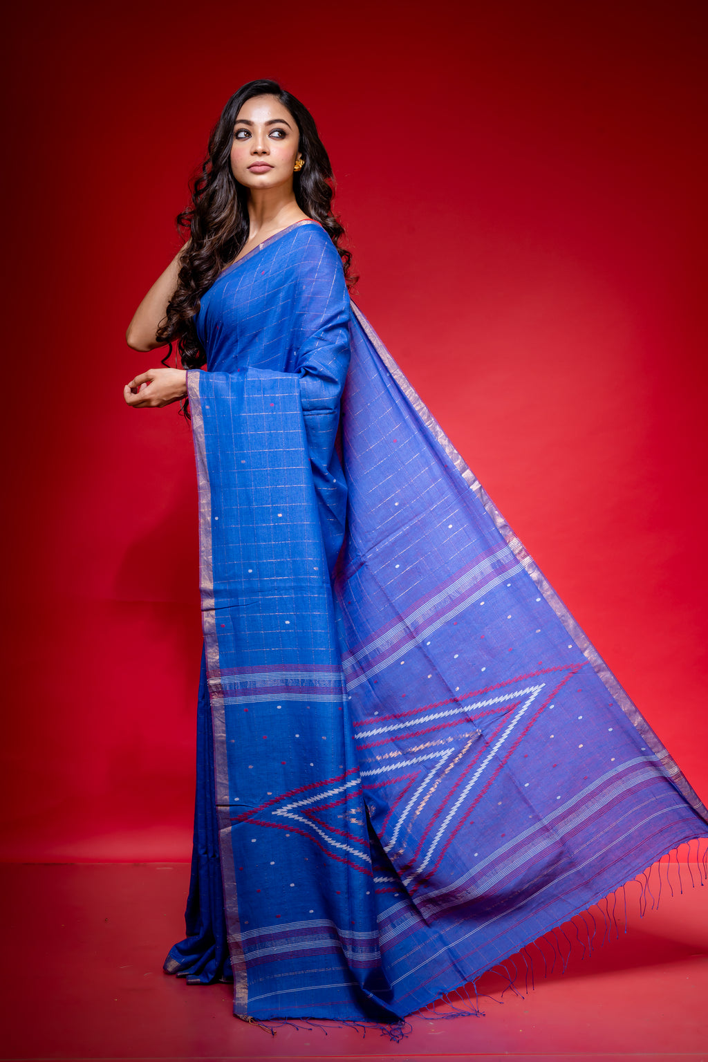 Handwoven Blue Jamdani Saree