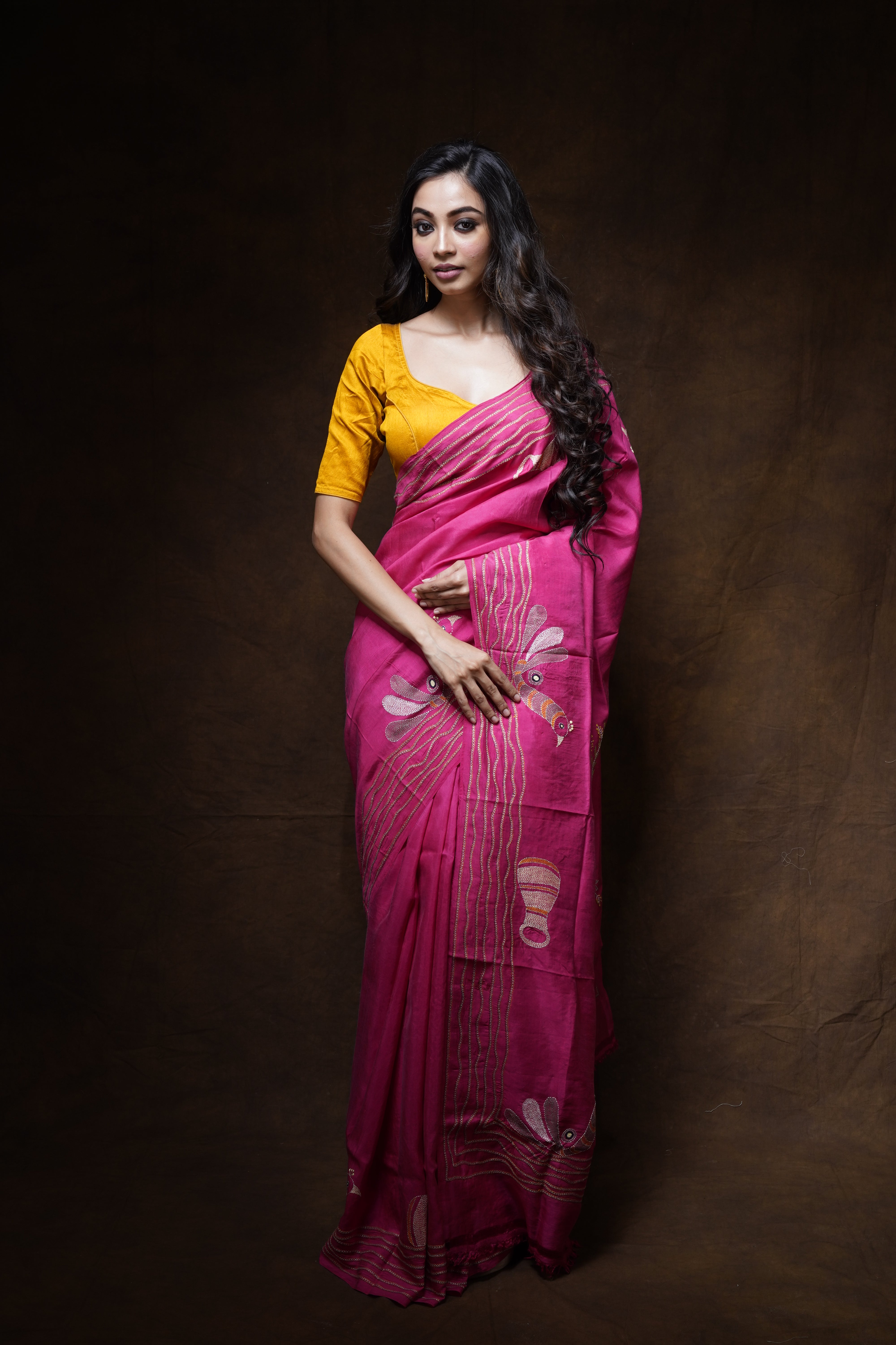 Pink Khadi Silk Saree - Aankona