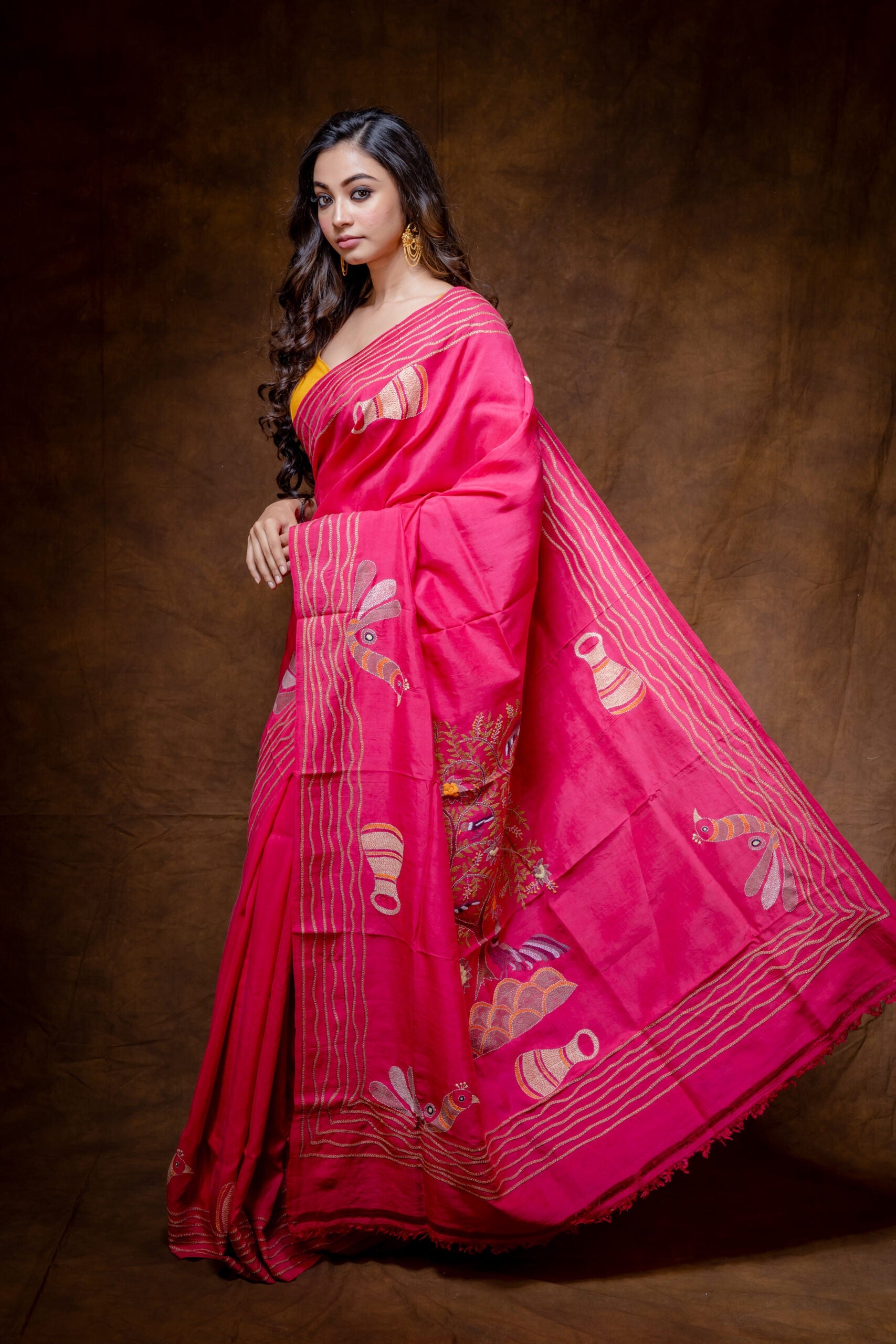 Pink Khadi Silk Saree - Aankona