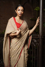 Handwoven Bronze  Jamdani Saree