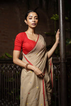 Handwoven Bronze  Jamdani Saree