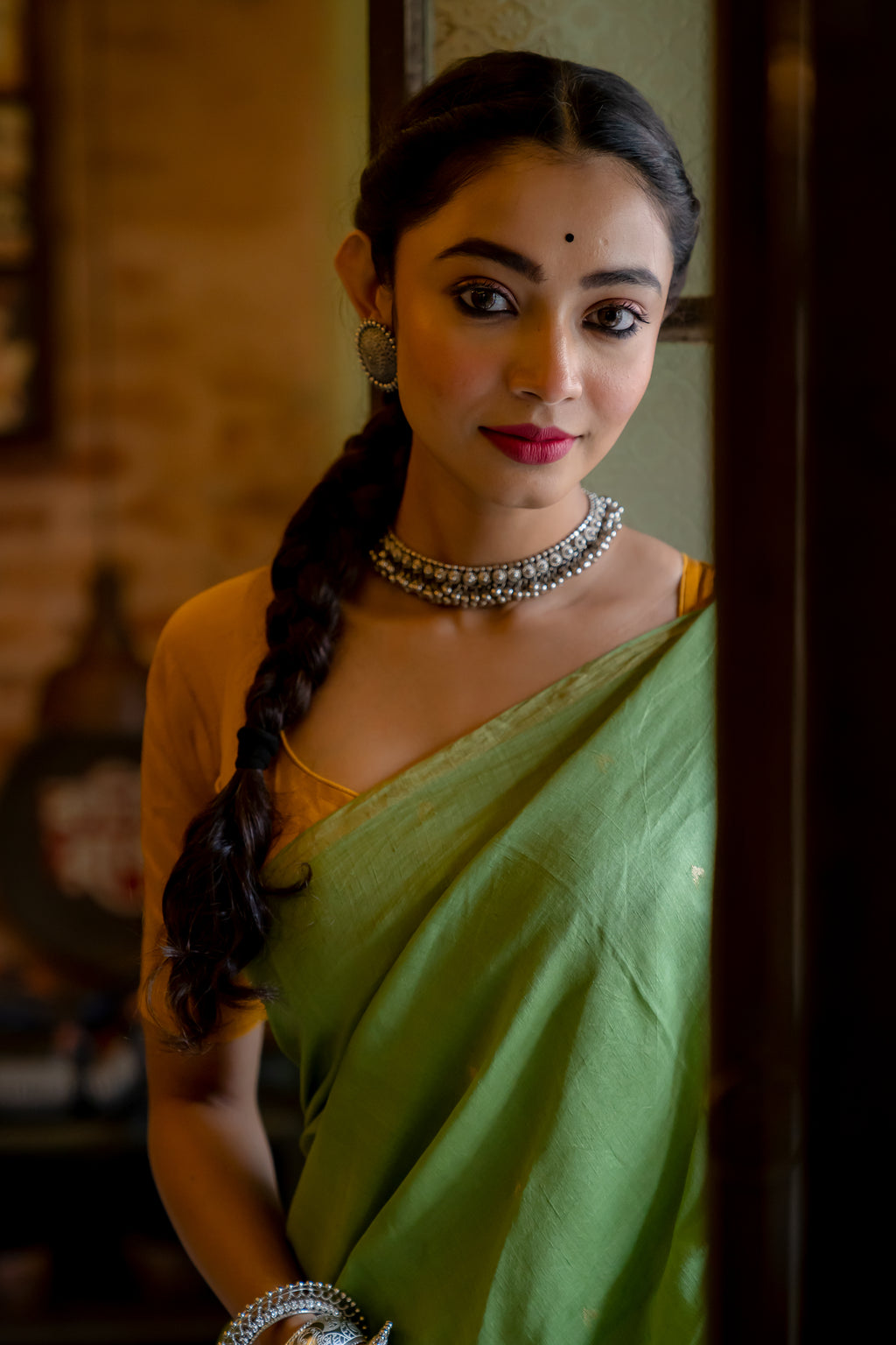 Handwoven Green Jamdani Saree