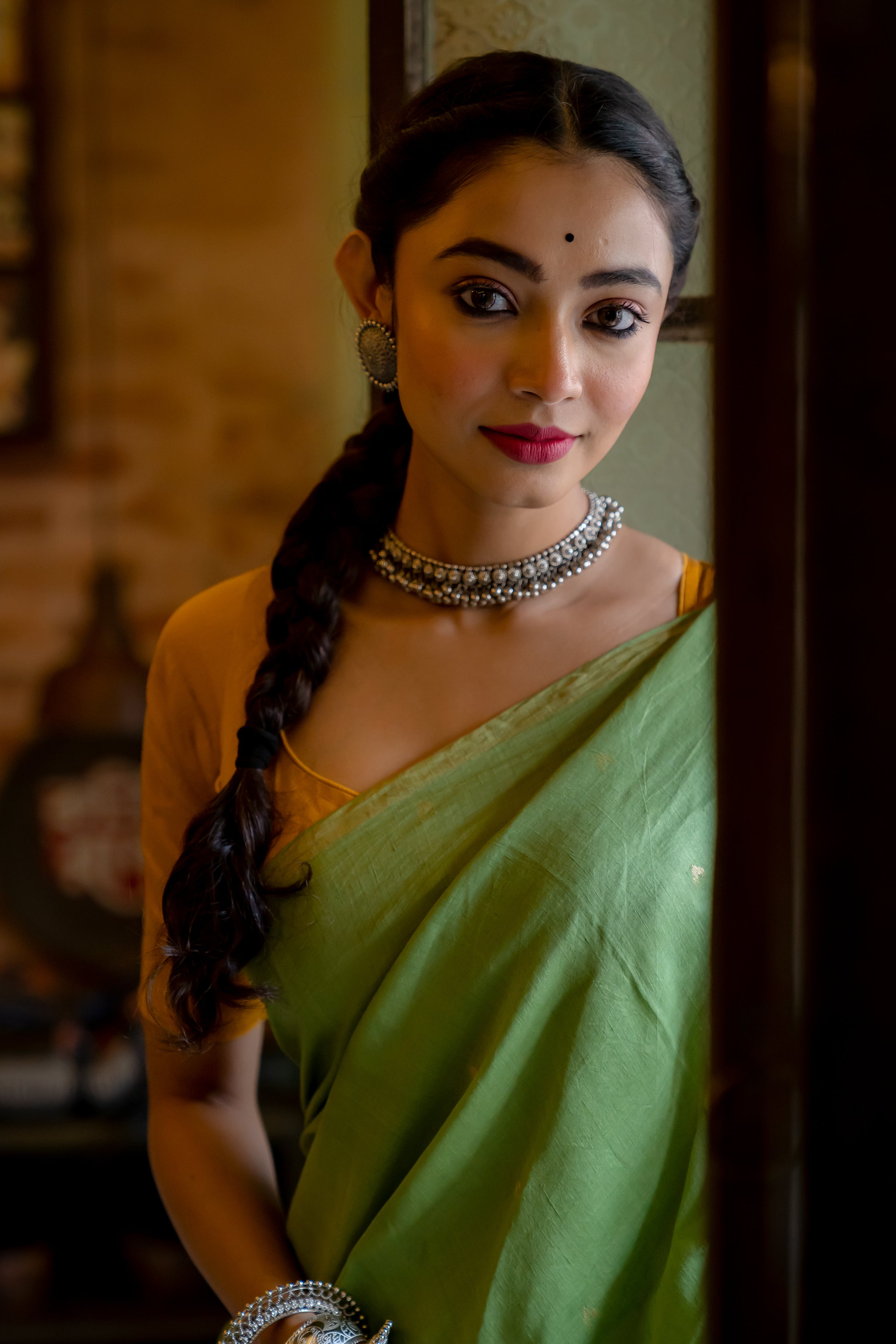 Handwoven Green Jamdani Saree