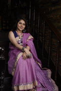 Handwoven purple cotton saree for women