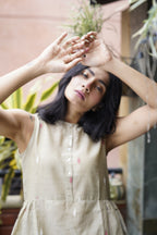 Beige handwoven jamdani tunic - Aankona