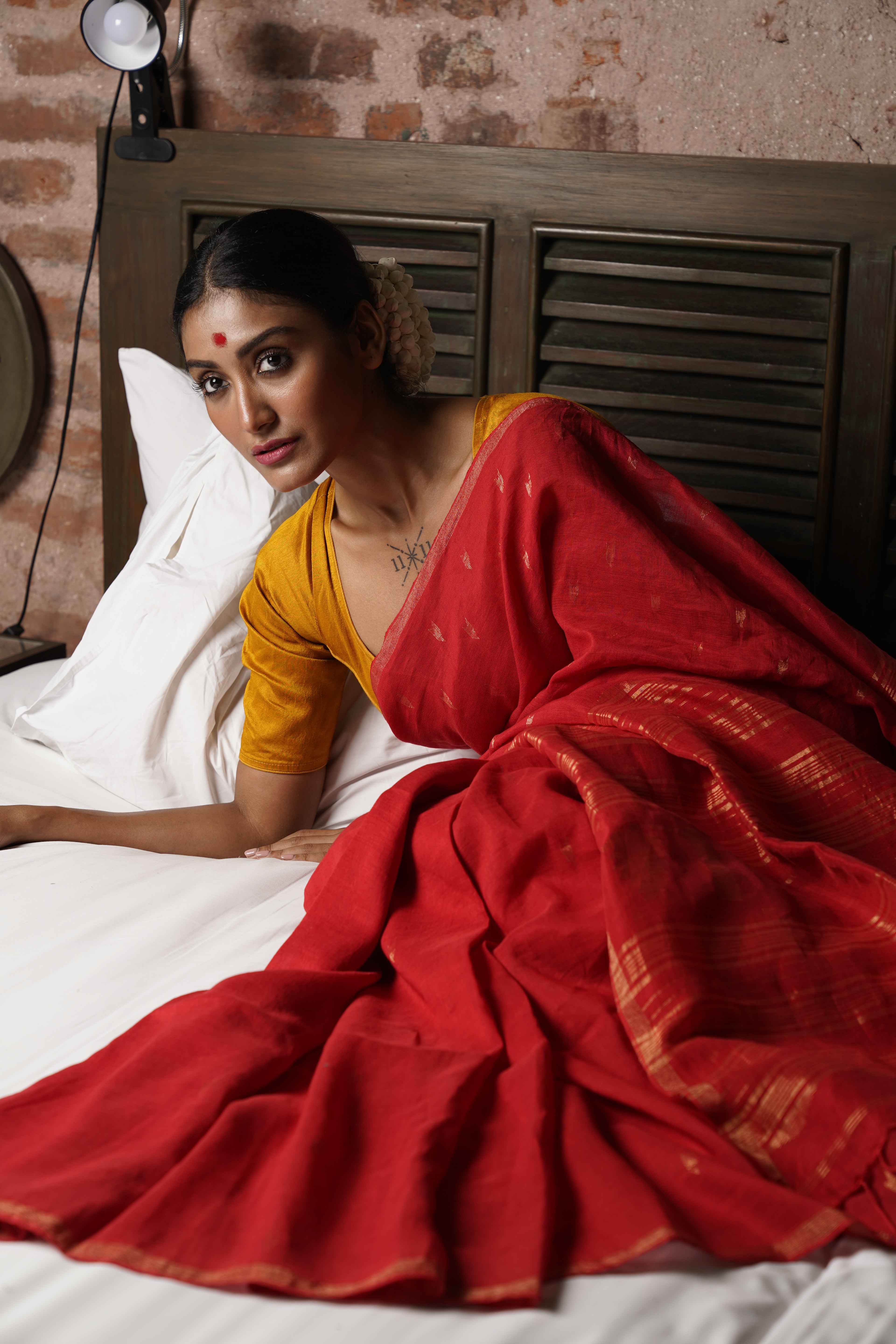 Handwoven Red Jamdani Saree