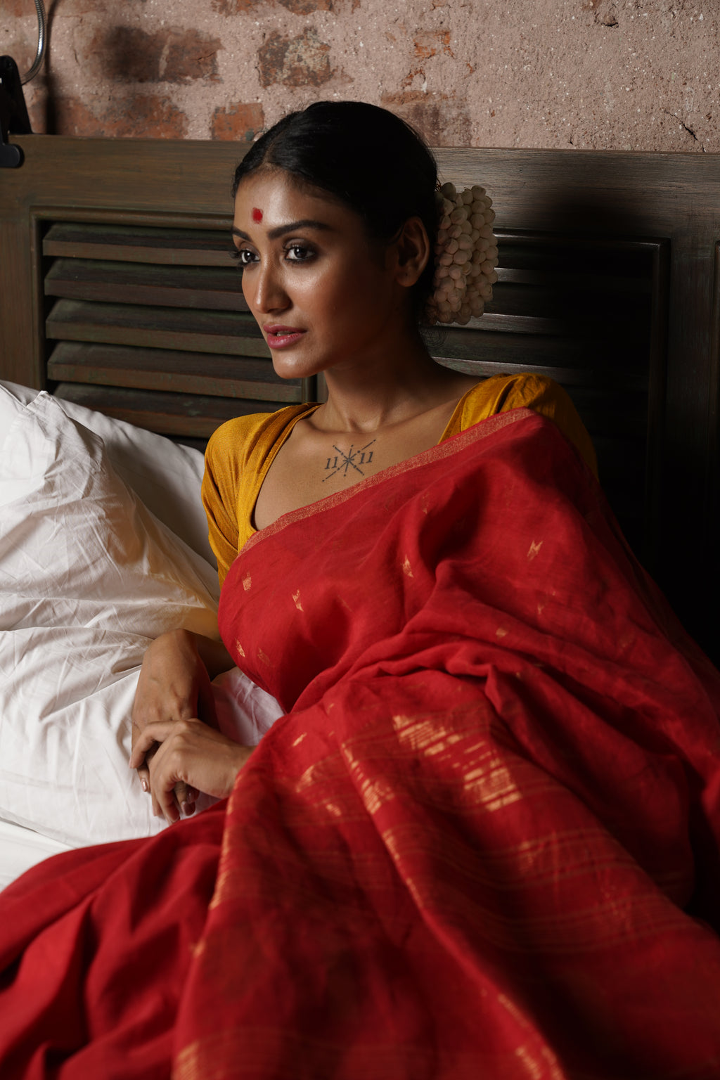 Handwoven Red Jamdani Saree