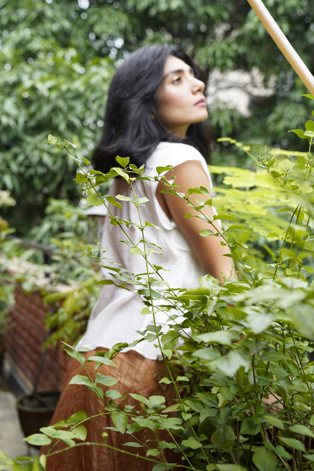 White handwoven cotton jamdani top - Aankona