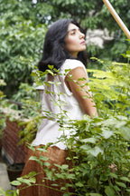 White handwoven cotton jamdani top - Aankona