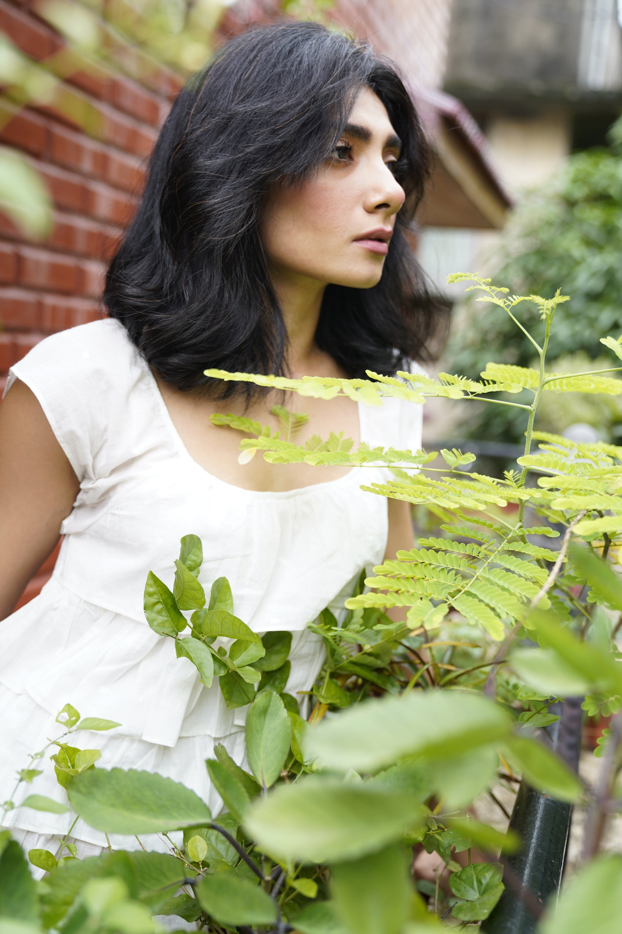 White handwoven cotton jamdani top - Aankona