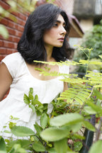 White handwoven cotton jamdani top - Aankona