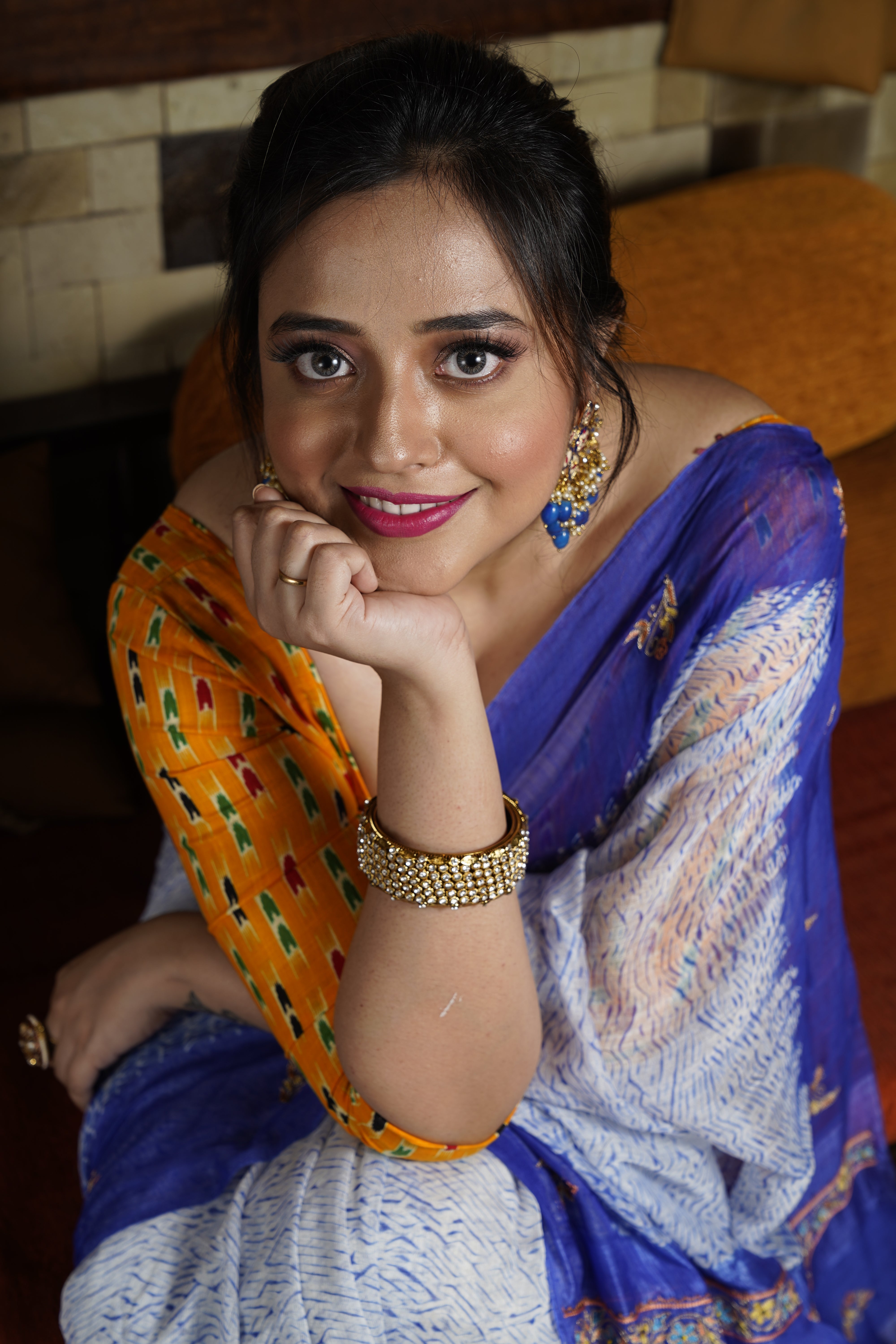 Handwoven Blue Shibory Saree With Work