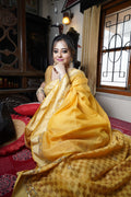 Handwoven yellow cotton handloom saree