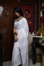 Handwoven Cotton Saree  With Kantha Work
