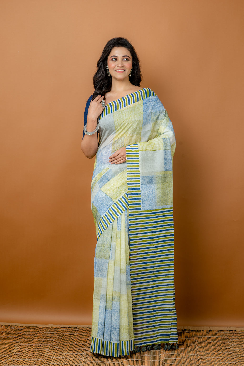Handwoven Multicolor Printed Silk Cotton Saree
