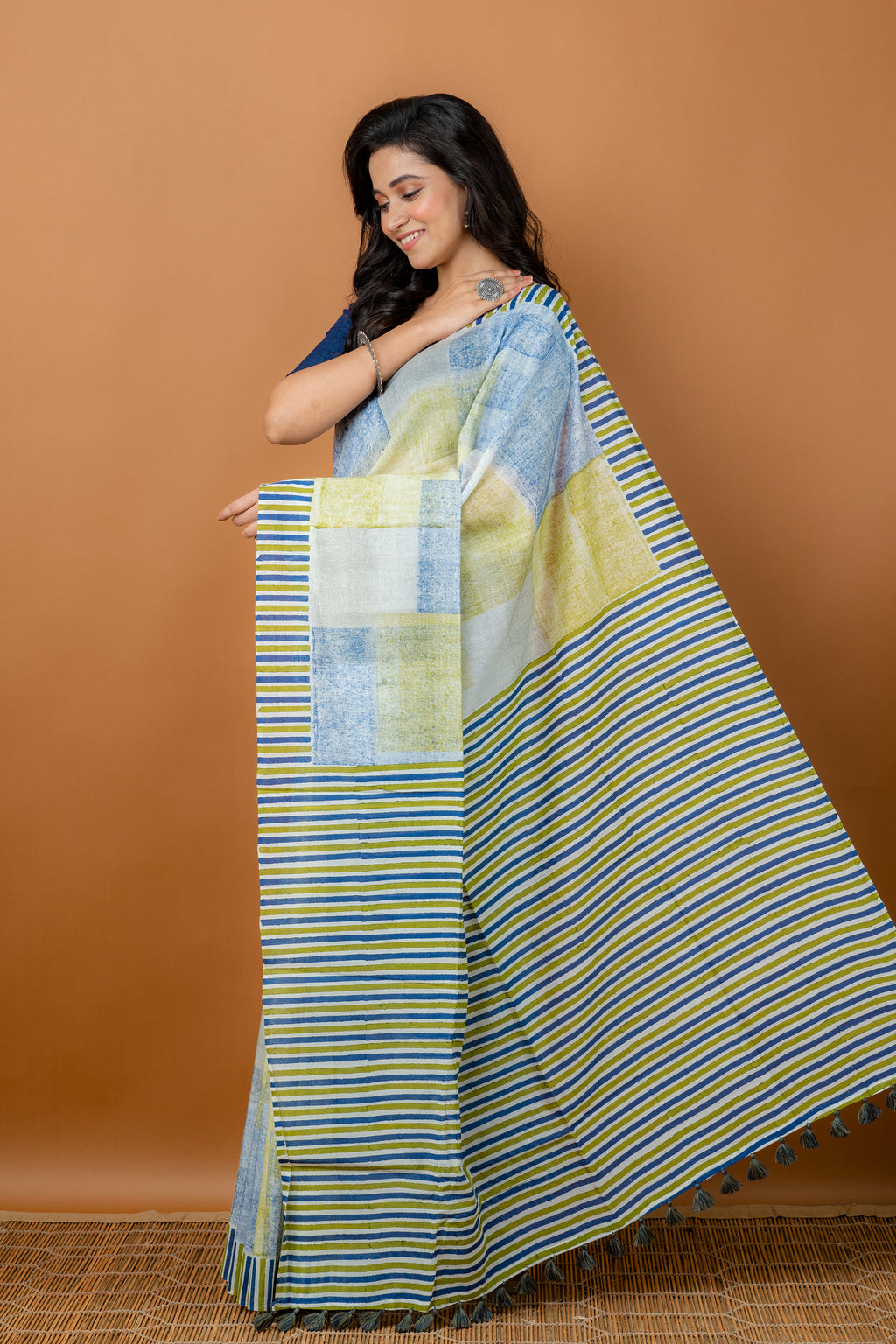 Handwoven Multicolor Printed Silk Cotton Saree