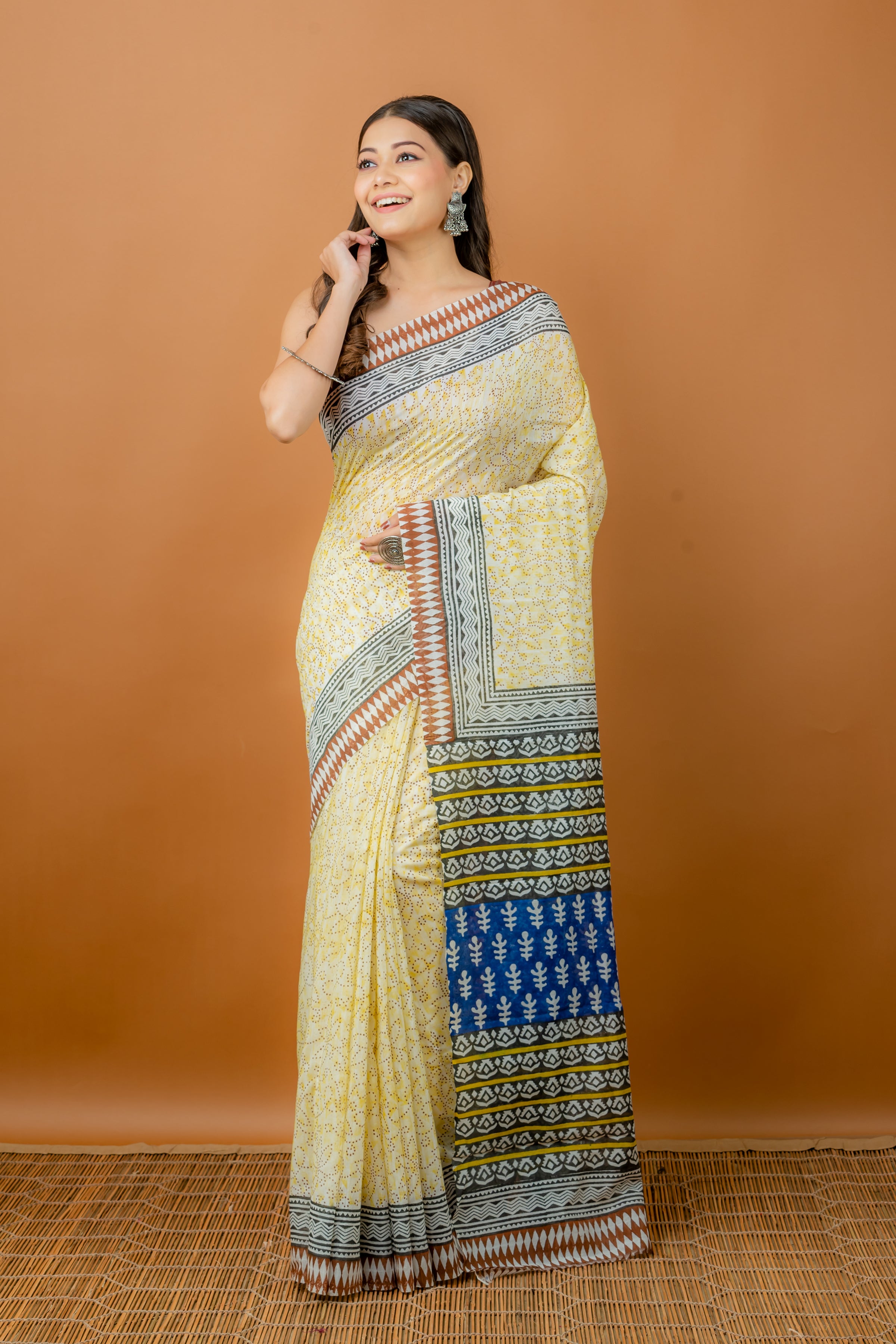 Handwoven Yellow Silk cotton saree