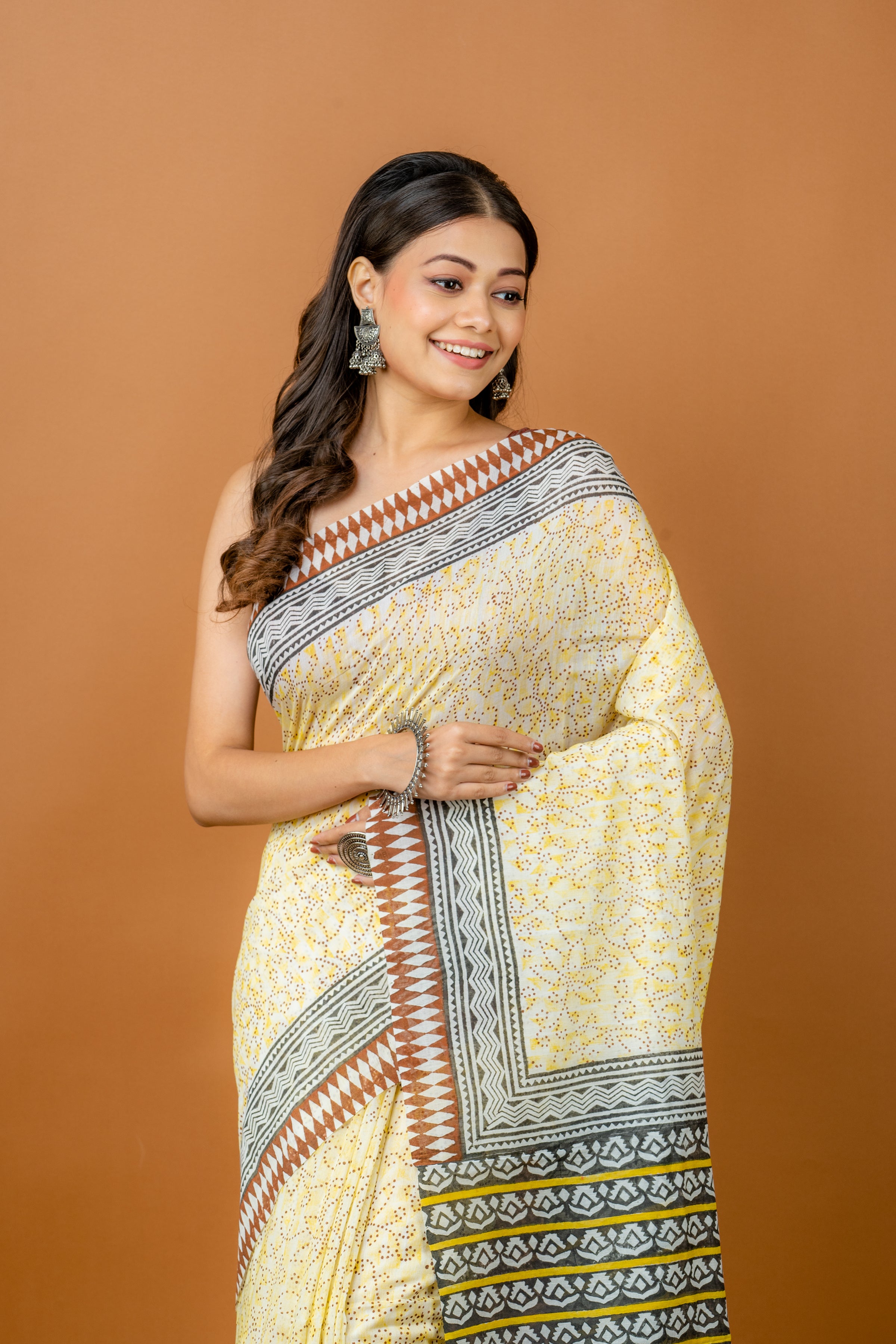 Handwoven Yellow Silk cotton saree