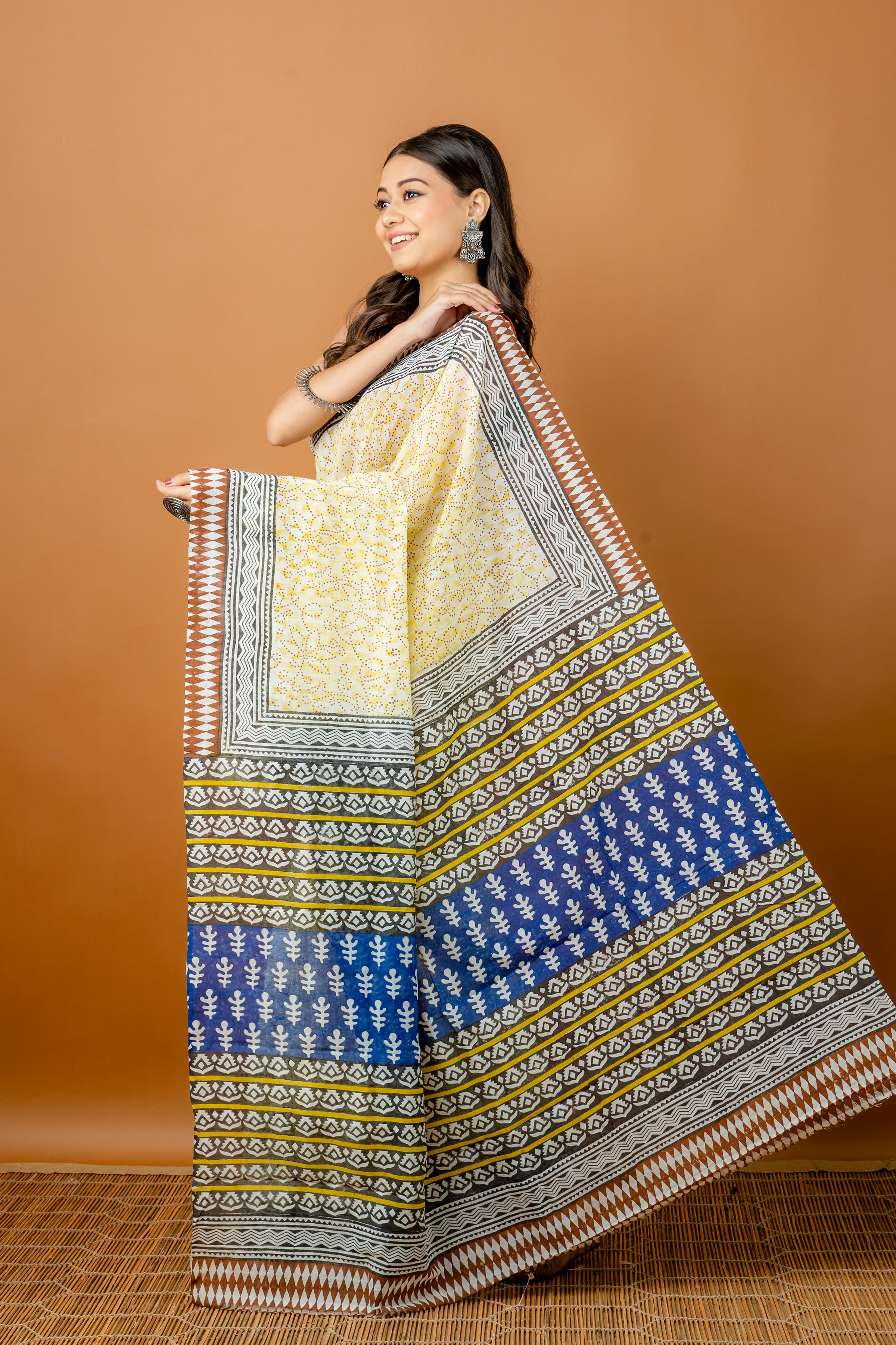 Handwoven Yellow Silk cotton saree