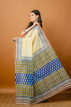 Handwoven Yellow Silk Cotton Saree