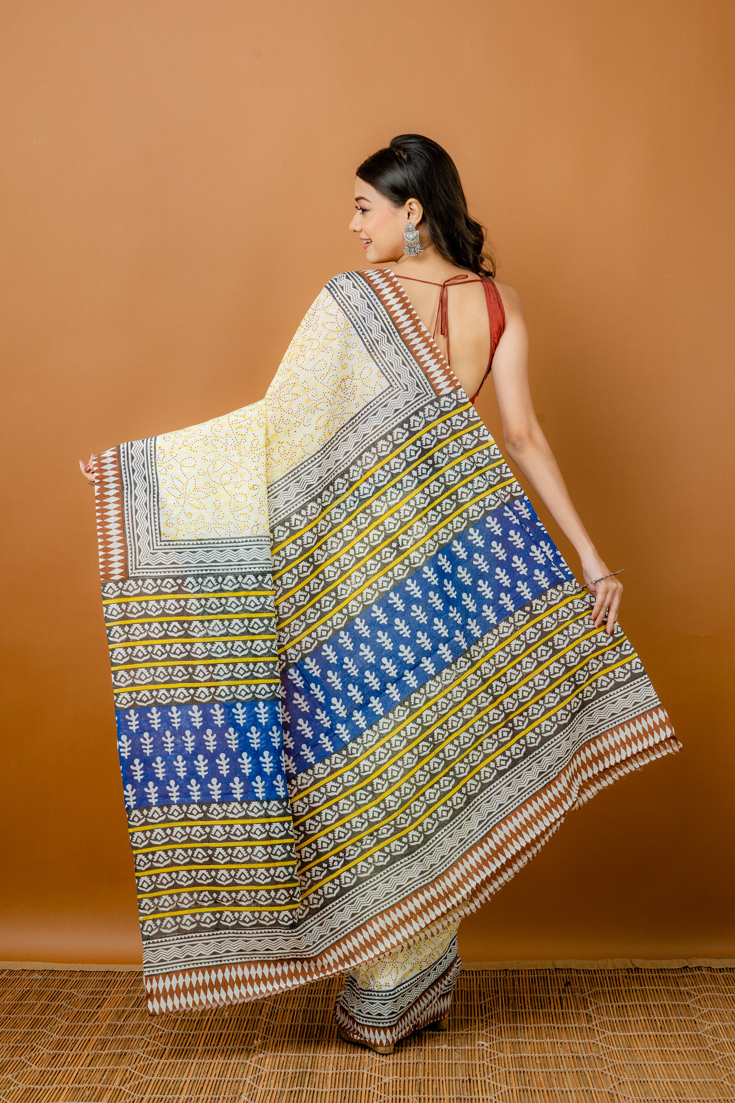 Handwoven Yellow Silk cotton saree